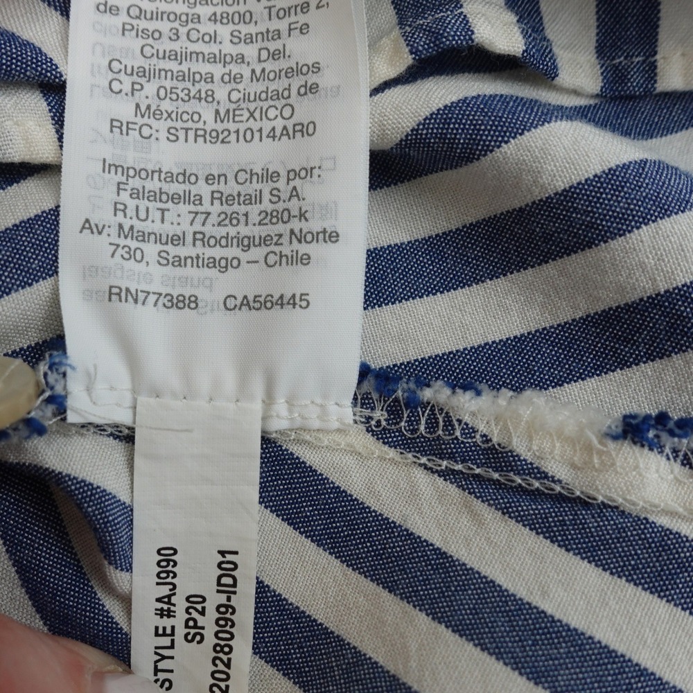 Madewell Blue White Striped Button Up Central Shirt Womens S Cropped Nautical - Picture 7 of 9